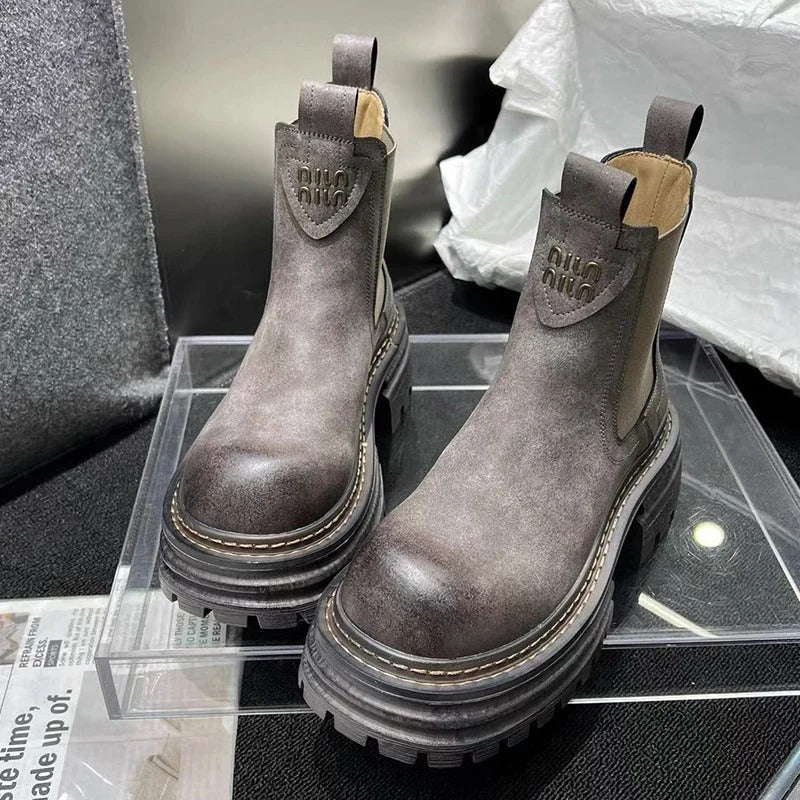 Cordelia - Stylish Chunky Platform Leather Boots for Women