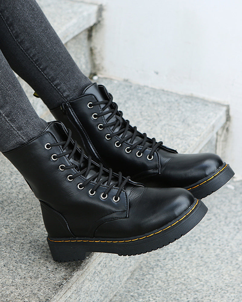 Stylish Monica Ankle Boots with Lacing and Zipper