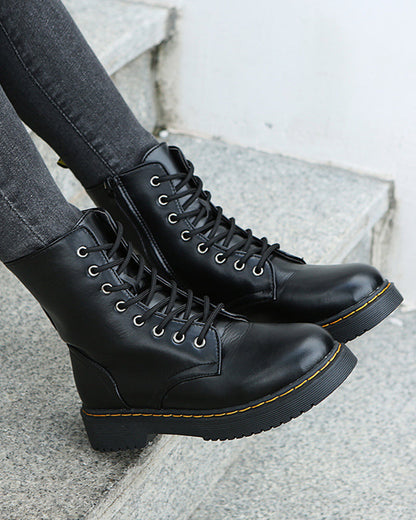 Stylish Monica Ankle Boots with Lacing and Zipper