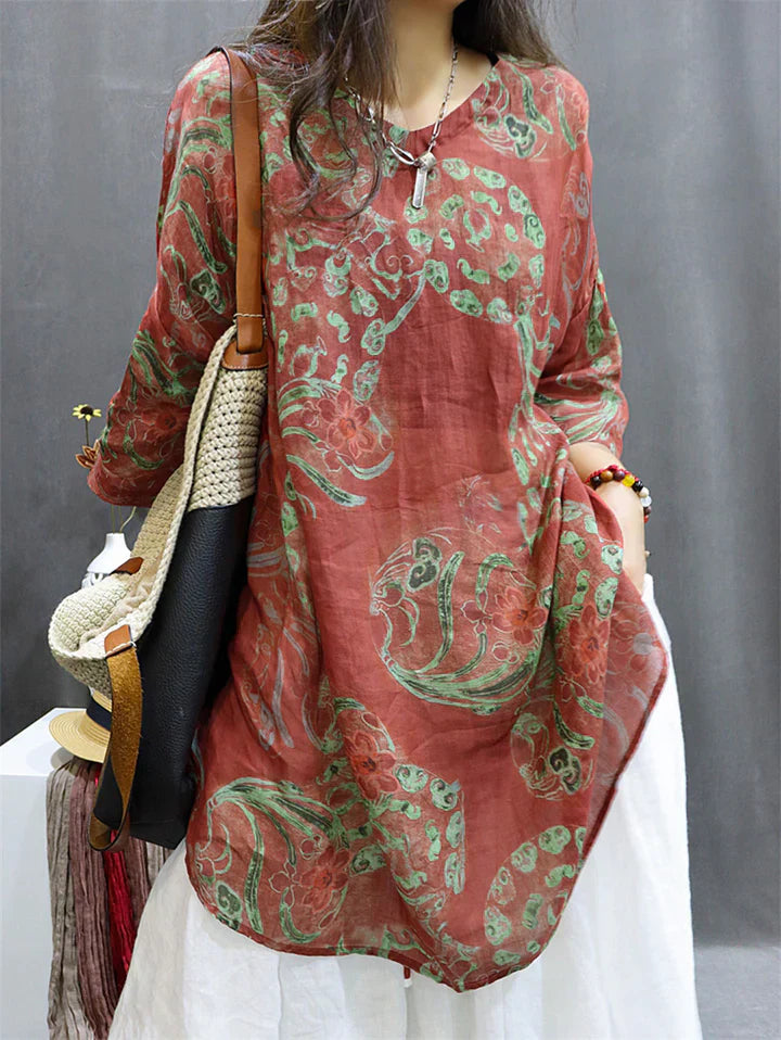 Floriana - Printed linen top
