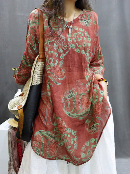 Floriana - Printed linen top
