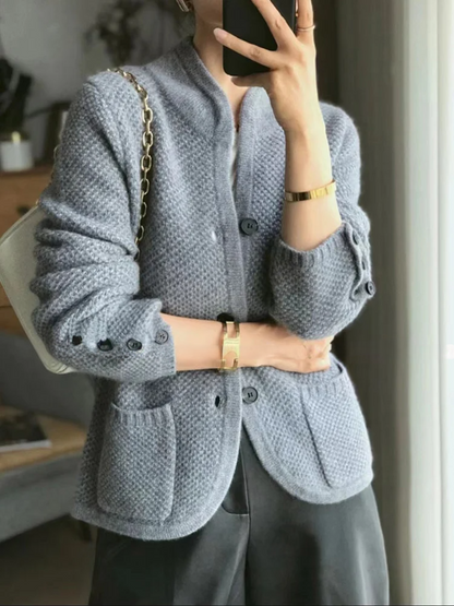 Jasmine - Stylish Knitted Cardigan with Chic High Collar