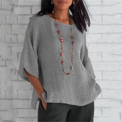 Maricel - Stylish Oversized Cotton and Linen Shirt for Women with Dreamy Sleeves