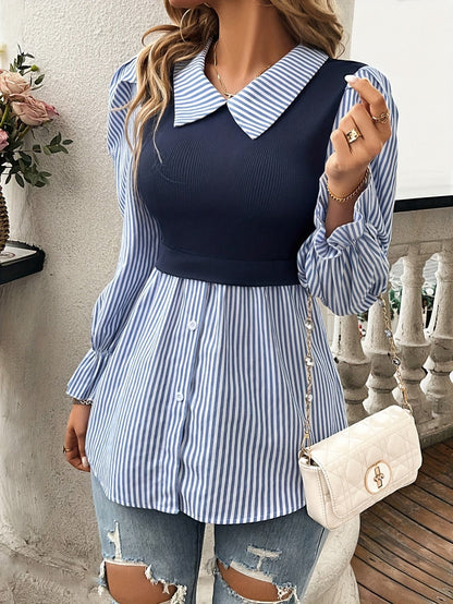 Olivia - Elegant Striped Blouse for Women for a Stylish Spring and Autumn