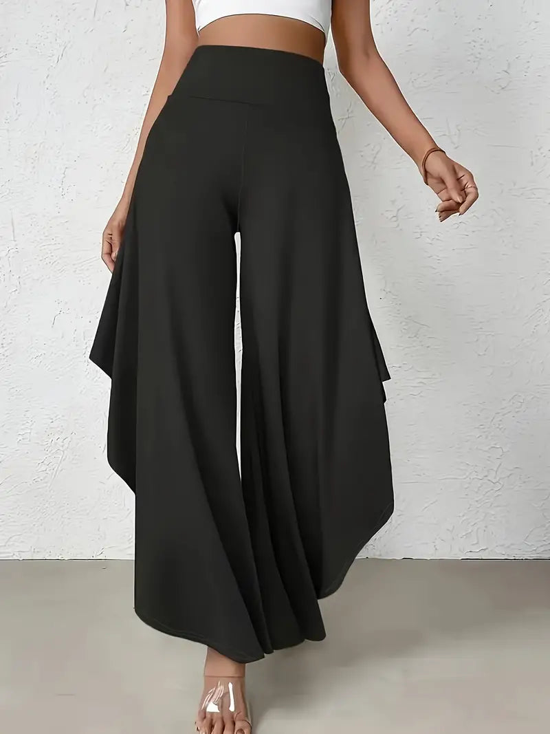 Ingrid - Trendy Trousers with Flattering Wider Legs and Unique Asymmetric Zoom