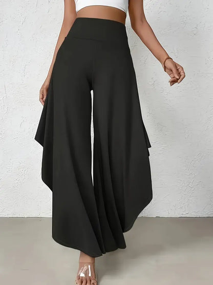 Ingrid - Trendy Trousers with Flattering Wider Legs and Unique Asymmetric Zoom