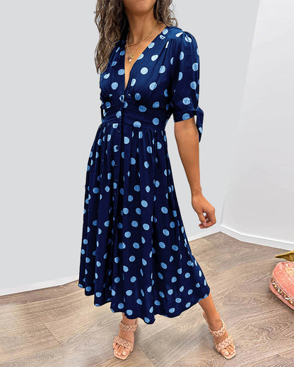 Rachelle - Stylish Midi Dress with Playful Dots