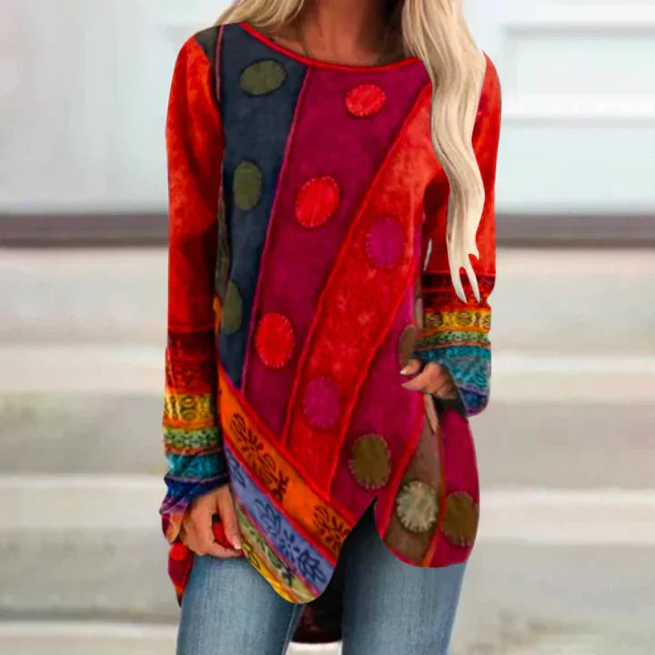 Leila - Enchanting vintage tunic in vibrant colours