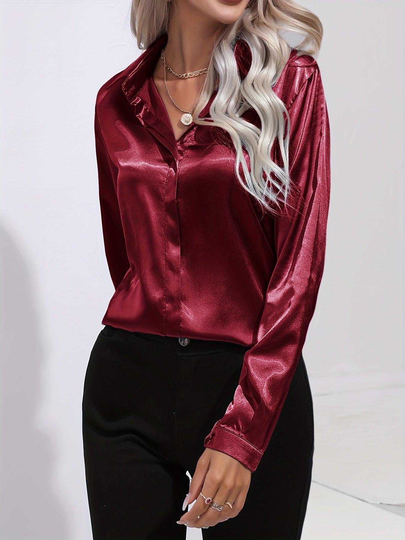 Zariah - Elegant Satin Blouse for Women in Chic Autumn Style