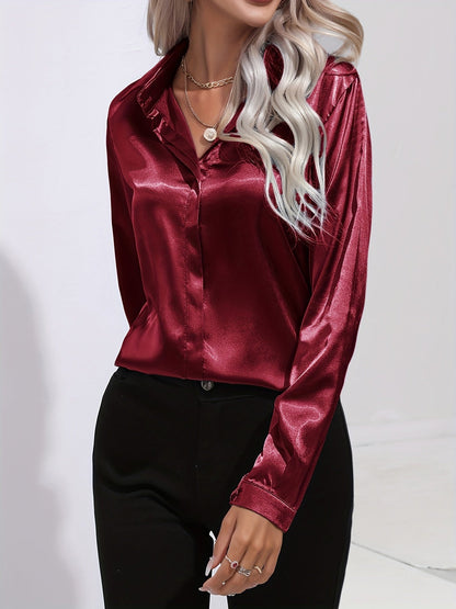 Zariah - Elegant Satin Blouse for Women in Chic Autumn Style