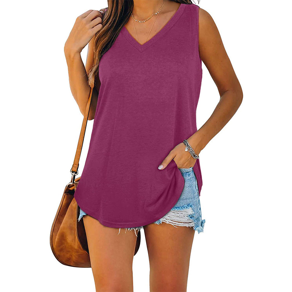 Michelle - Elegant V-neck Jersey Tank Top for Women