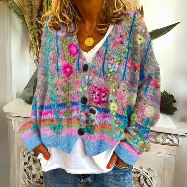 Elise - Elegant Women's Sweater with Enchanting Floral Designs