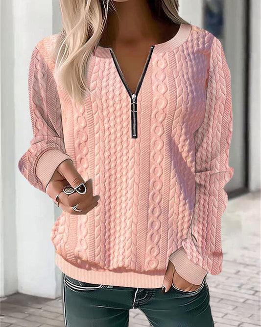 Adriana - Stylish Casual Knitted Sweater with Trendy Half Zipper