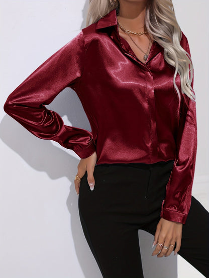 Zariah - Elegant Satin Blouse for Women in Chic Autumn Style