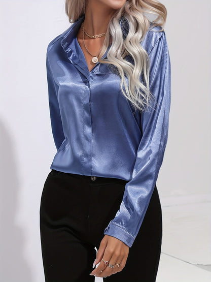 Zariah - Elegant Satin Blouse for Women in Chic Autumn Style