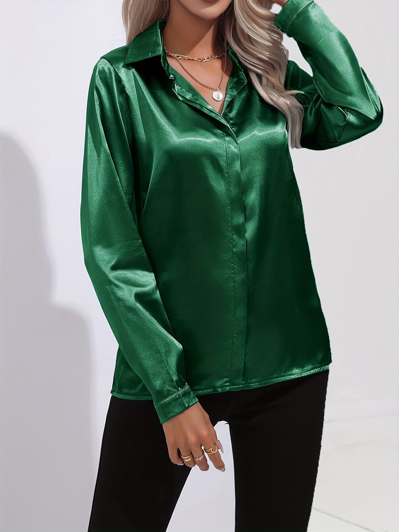 Zariah - Elegant Satin Blouse for Women in Chic Autumn Style