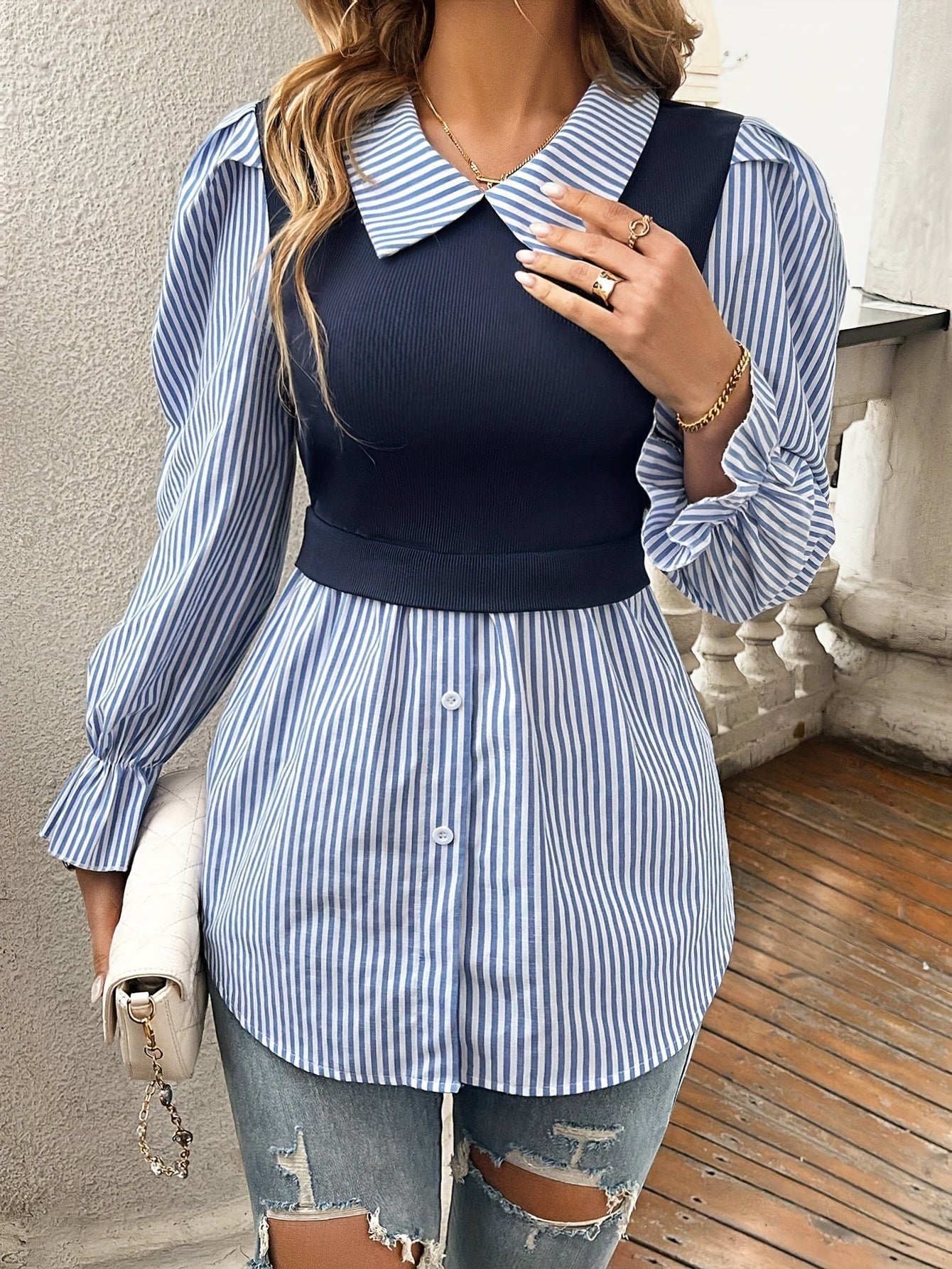 Olivia - Elegant Striped Blouse for Women for a Stylish Spring and Autumn