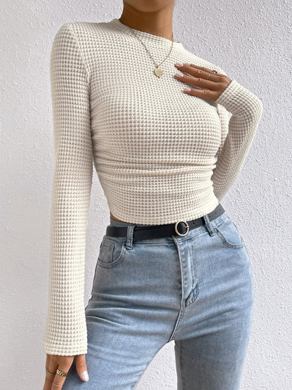 Monica - Stylish Casual Autumn T-Shirt with Round Neck and Long Sleeves for Women