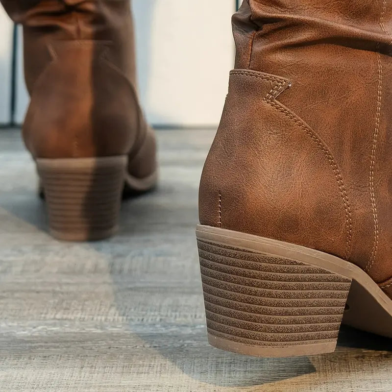 Adeline - Tough Boots with a Chunky Heel and Elegant Pointed Nose