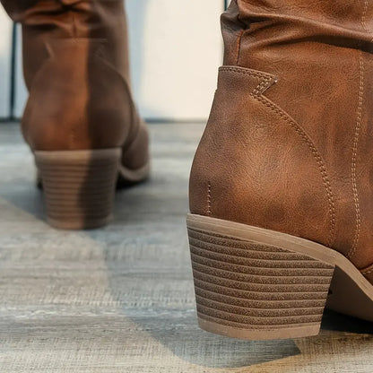Adeline - Tough Boots with a Chunky Heel and Elegant Pointed Nose