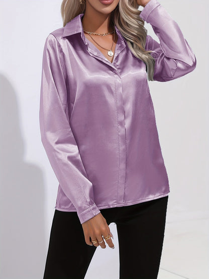 Zariah - Elegant Satin Blouse for Women in Chic Autumn Style