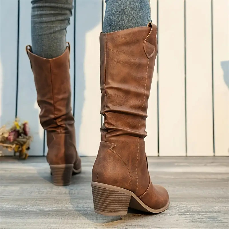 Adeline - Tough Boots with a Chunky Heel and Elegant Pointed Nose