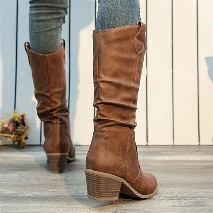 Adeline - Tough Boots with a Chunky Heel and Elegant Pointed Nose