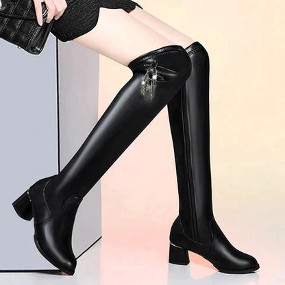 Lavine - Luxury Leather Overknee Boots for Optimal Warmth