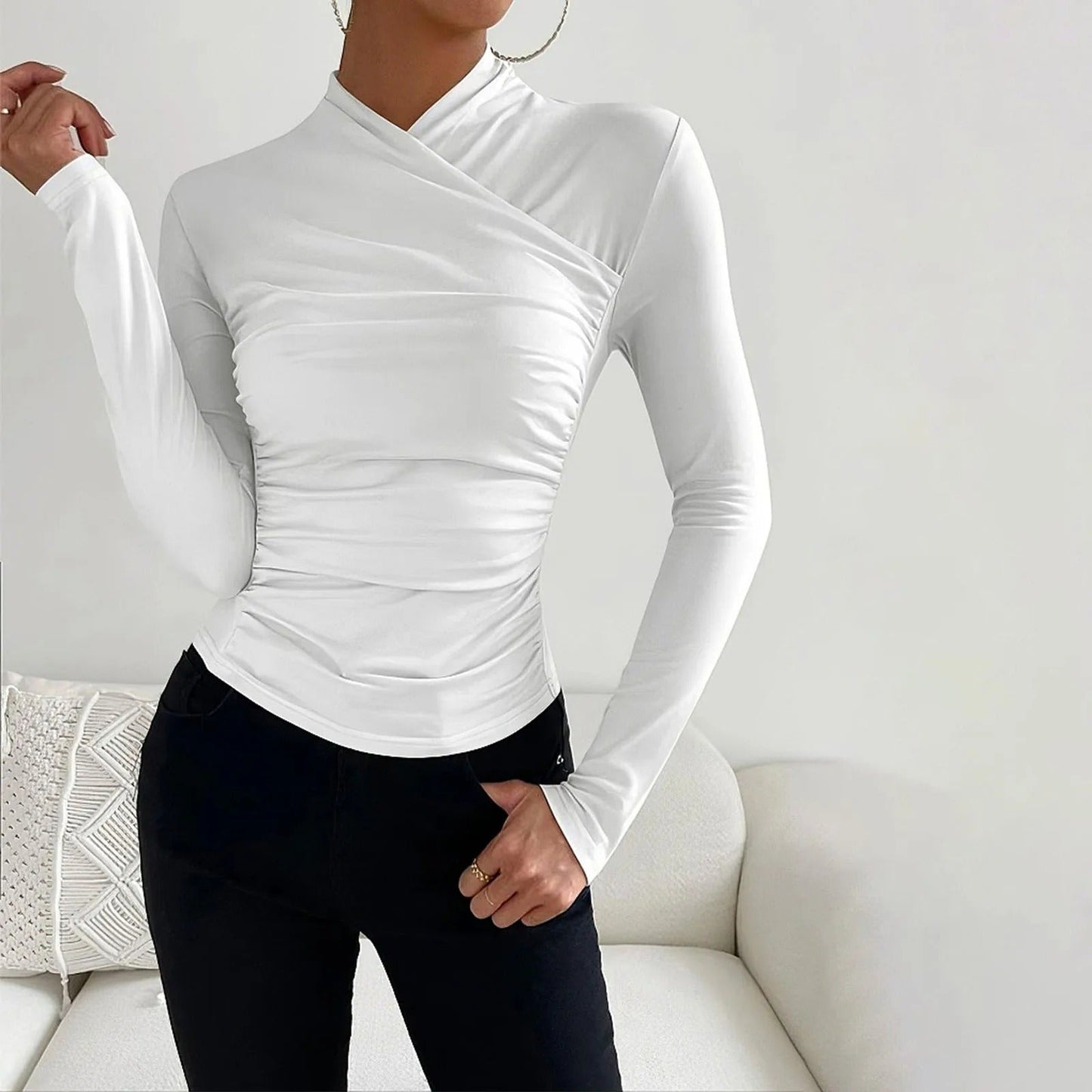 Blake - Chic Long Sleeve Wrap Blouse for a Stylish Autumn for Women