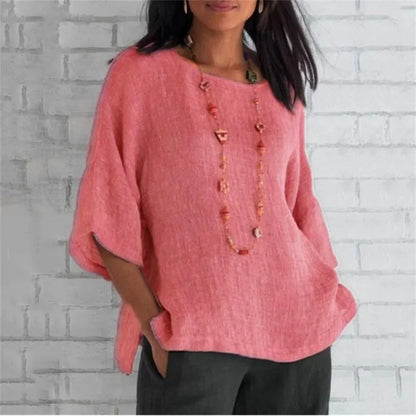 Maricel - Stylish Oversized Cotton and Linen Shirt for Women with Dreamy Sleeves
