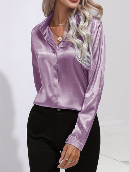 Zariah - Elegant Satin Blouse for Women in Chic Autumn Style