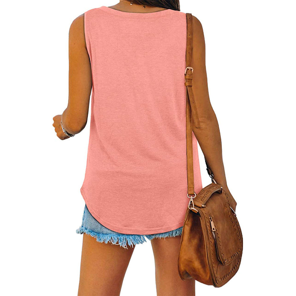 Michelle - Elegant V-neck Jersey Tank Top for Women