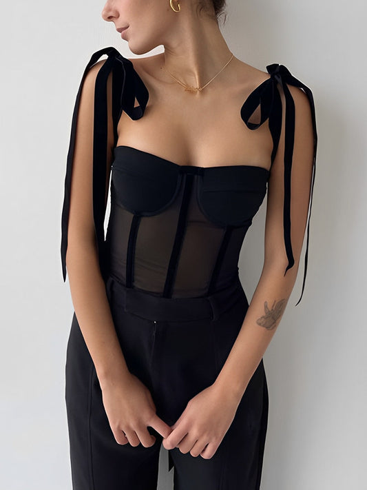 Yana - Stylish Black Mesh Corset Top for Women