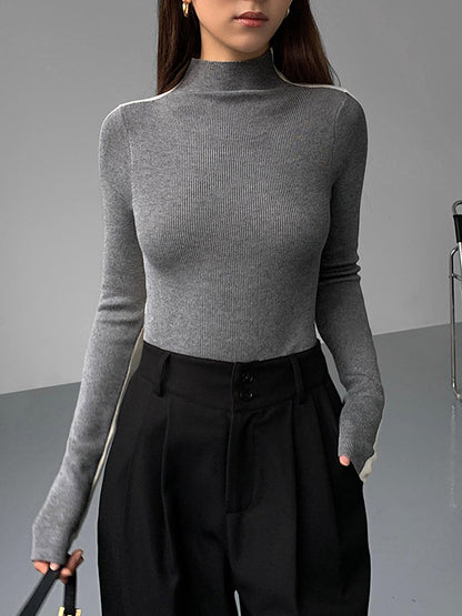 Chic bicolour knitted women's long-sleeved top | Sophie