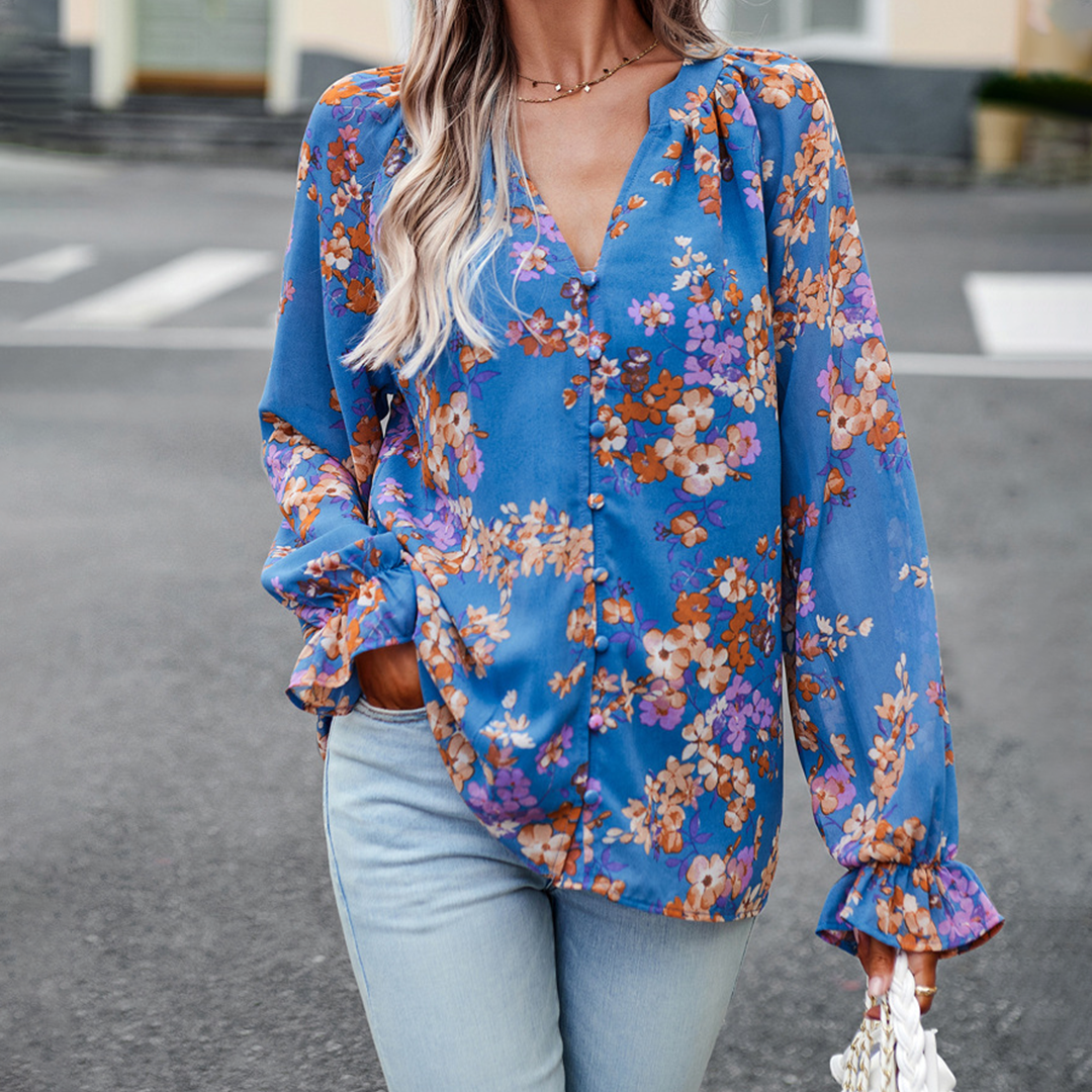 Mabel - Elegant and Comfortable Women's Floral Print Summer Blouse