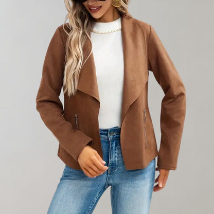 Maiuc - Elegant Suede Women's Coat for a Chic Look