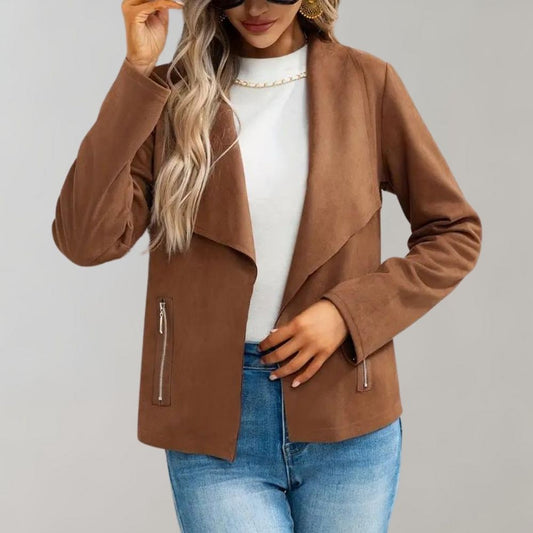 Maiuc - Elegant Suede Women's Coat for a Chic Look