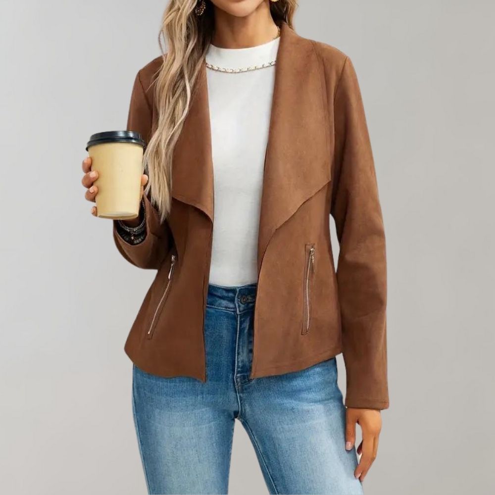 Maiuc - Elegant Suede Women's Coat for a Chic Look