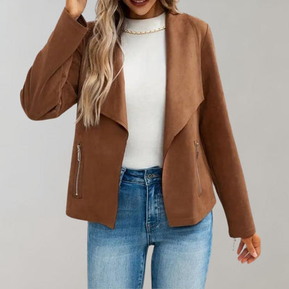 Maiuc - Elegant Suede Women's Coat for a Chic Look