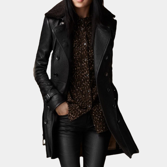 Stylish and comfortable women's leather jacket for cold days