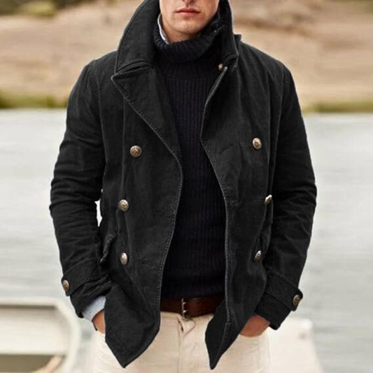 Stylish casual men's double-button blazer