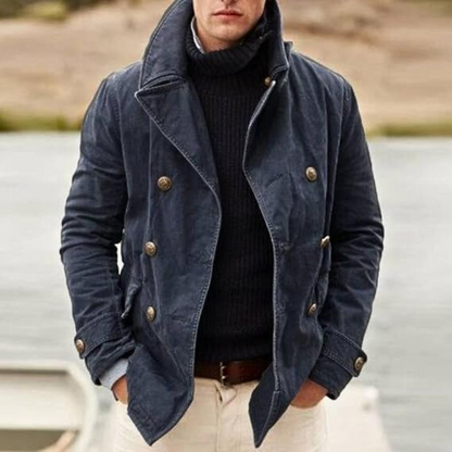 Stylish casual men's double-button blazer