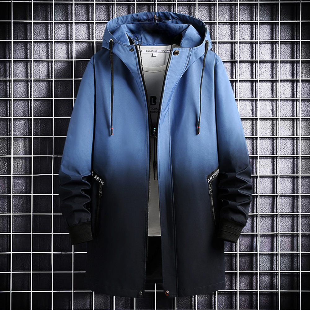 Herwig - Trendy warm men's coat with stylish colour gradient