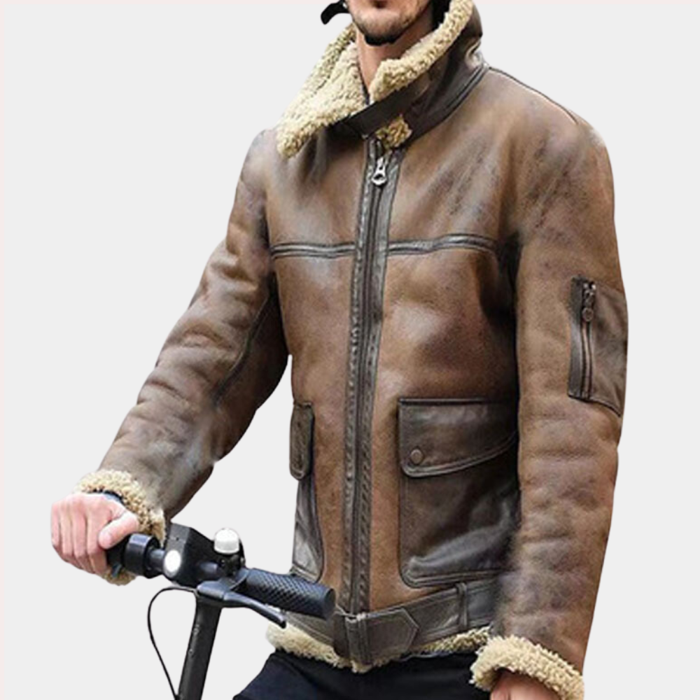 Erno - Stylish and warm leather biker jacket for men
