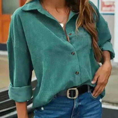 Kelsey - Stylish Autumn Korduroy Blouse with Elegant Button Closure for Women
