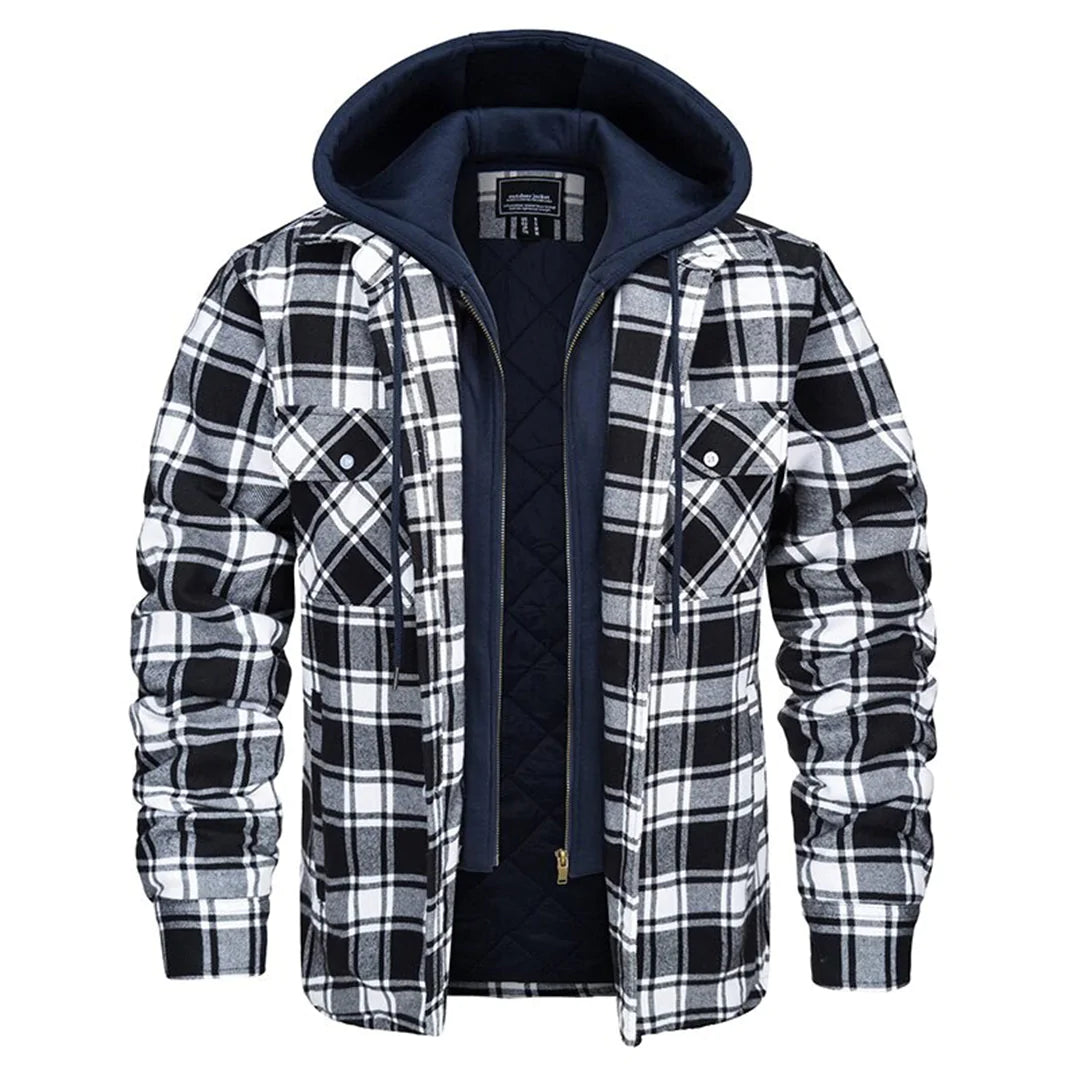 Men's Hooded Checked Jacket - FLORIAN Stylish Protection from the Elements