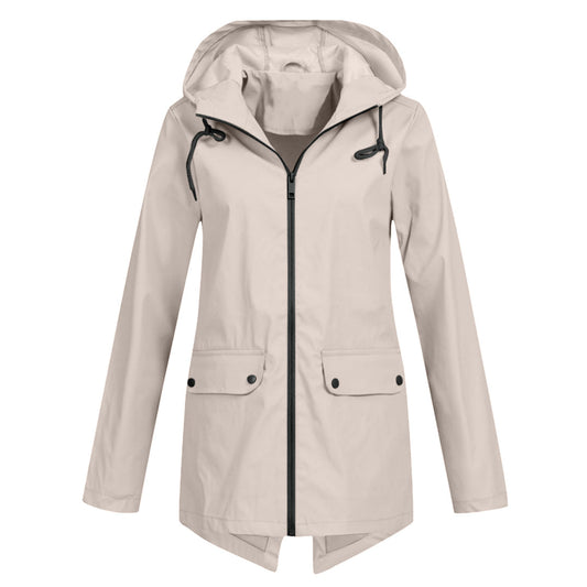 Francine - Elegant Long Hooded Raincoat for Women