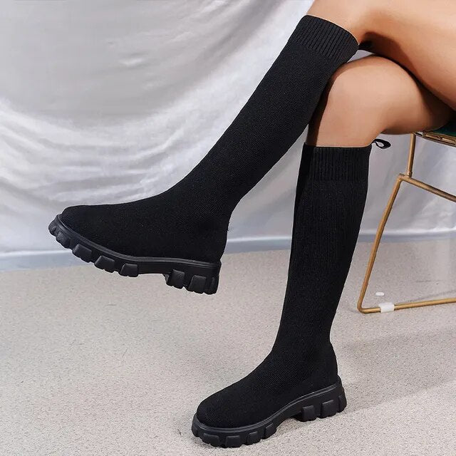 Matilda - Trendy and Comfortable Ankle High Stretch Sock Boots
