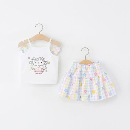 Cartoon top and floral shorts set