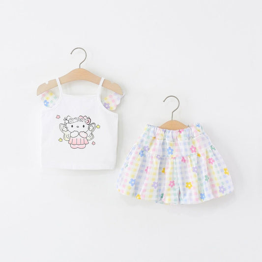 Cartoon top and floral shorts set